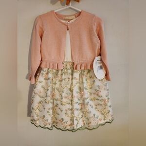 American Princess Stunning Embriodered Girls Dress w/Cardigan, Size 2T, NWT
